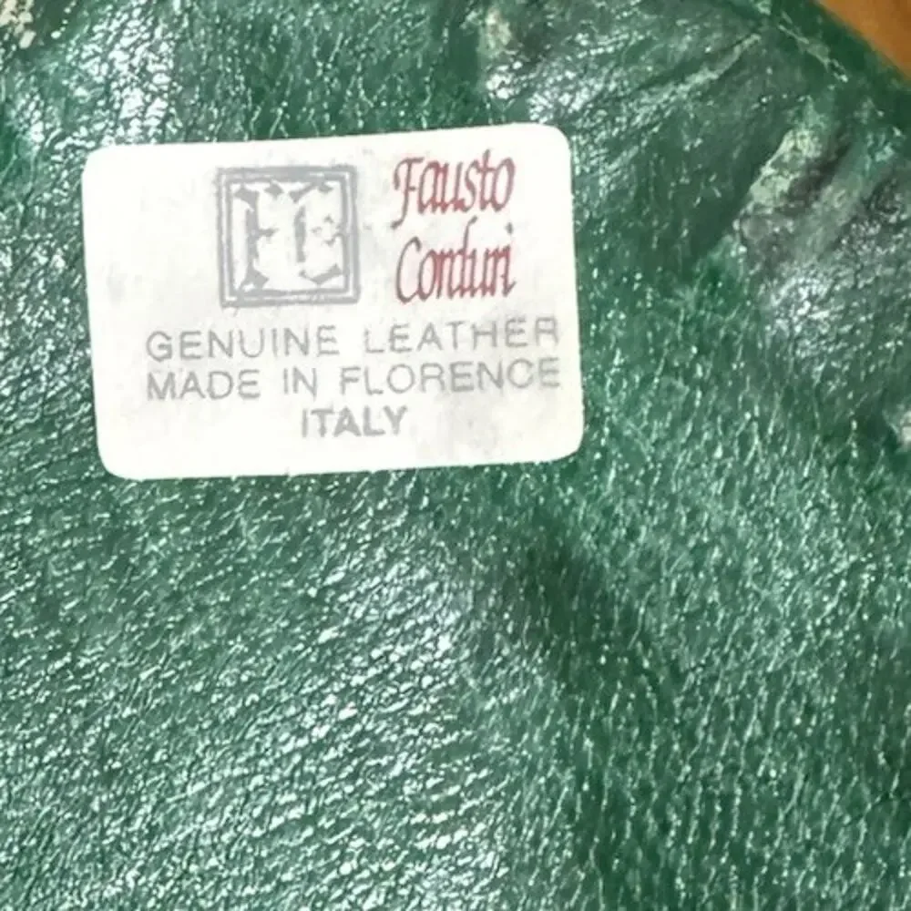 Vintage FAUSTO CORDURI Genuine Leather Decanter Jug Florence Italy Ship Motif